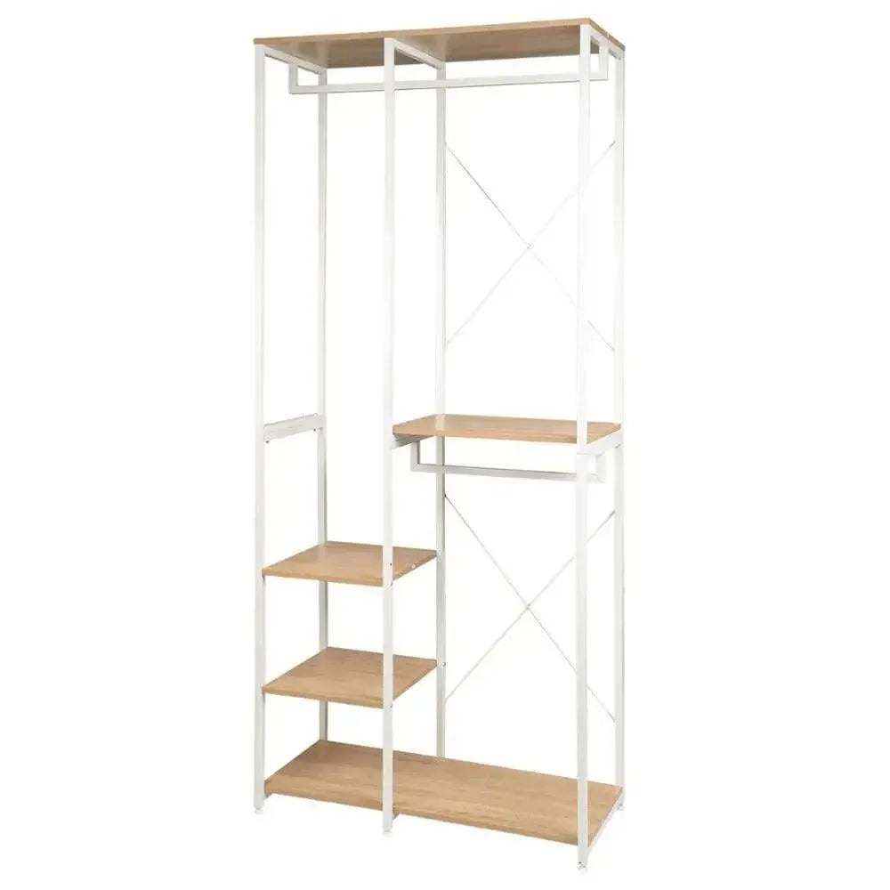 Feronza™ Houten Stalen Kledingrek Vloerstaand met Opslagplank en Schoenrek voor Slaapkamer - Feronza